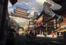 paintings clouds dark china animals leaves houses people chinese festival horses asians digital art Art HD Wallpaper